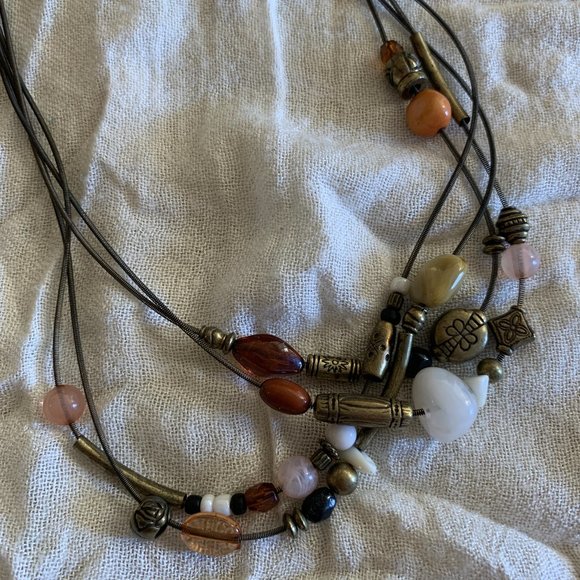 3/$15 Mixed materials multi-strand beaded necklace - Picture 1 of 3
